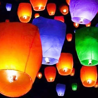 Adbeni Sky Lanterns | Wishing Hot Air Balloons for Christmas, Birthdays, and All Festivals Random Color (Item Code: 432)