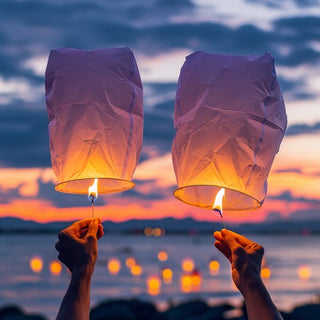 Adbeni Sky Lanterns | Wishing Hot Air Balloons for Christmas, Birthdays, and All Festivals Random Color (Item Code: 432)