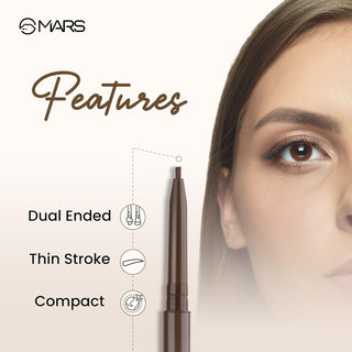 MARS OH Brow Eyebrow Pencil | Micro Precision Retractable with a Spoolie | Highly Pigmented | Smudge Proof & Water Resistance | Long-Lasting | Lightweight Eyebrow Pencil | (0.1 gm) (Black)