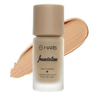 Mars High Coverage Liquid Matte Foundation | Blemish Free & Blendable Foundation for Makeup (40ml)