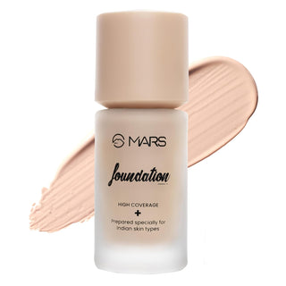 Mars High Coverage Liquid Matte Foundation | Blemish Free & Blendable Foundation for Makeup (40ml)