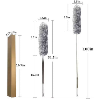 Imported Retractable Microfiber Gap Dust Cleaner Extension Pole 31.5'' to 100'' Reusable Bendable Long Handle Feather Duster Kit (Item Code: 469)