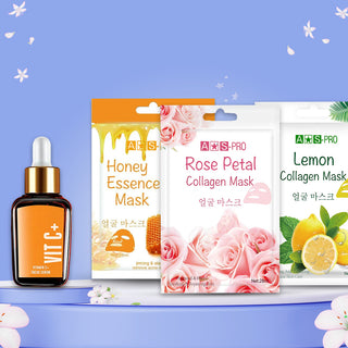 ADS Skin Care Combo Glow Boosting Duo, Vitamin C Face Serum  Of Rose Honey & Lemon Sheet Mask (Item Code: 198)