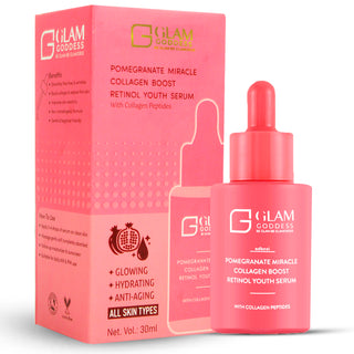 Adbeni Imported Glam & Goddess Pomegranate Miracle Collagen Boost Retinol Youth Serum 30ml | Anti-Aging Face Serum for Wrinkles, Fine Lines, Firming & Hydration | Brightening & Glowing Skin