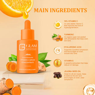 Adbeni Imported Glam & Goddess Vitamin C Glow Serum 30ml | Anti-Aging Face Serum for Radiant & Glowing Skin, Hydrates, Brightens & Reduces Dark Spots