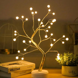 Adbeni Imported Pearl Tree Shape Copper Wire Table Lamp | USB & Battery LED Night Light (Item Code: 420)