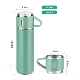 Imported Straight Cup High-Grade 304 Stainless Steel Vacuum Thermos Drinking Flask With Three Lid Water Bottle Gift Random Color (Item Code: 292)