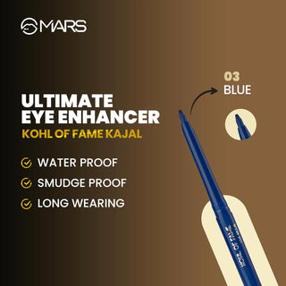 MARS Kohl of Fame Up to 12 Hours Stay Kajal | Smudge proof & Waterproof | Long Lasting (0.35g)