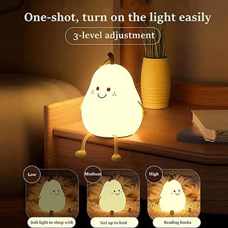 Adbeni Imported Usb Rechargeable Silicone Pear Shaped LED Night Light for Kids - Bedside Lamp & Diwali Gift  (Item Code: 482)