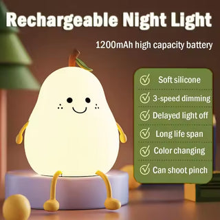 Adbeni Imported Usb Rechargeable Silicone Pear Shaped LED Night Light for Kids - Bedside Lamp & Diwali Gift  (Item Code: 482)