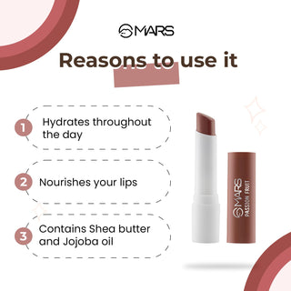 MARS Aqua Splash Tinted Lip Balm Enriched with Shea Butter, Jojoba Oil, Vitamin-E & Cocoa Extract | Repair Chapped Lips | Non-Sticky, Moisturising & Nourishing (3.0 gm) (Item Code: 182)