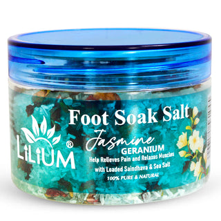Lilium Geranium Foot Soak Salt | Pain Relief & Muscle Relaxation | Saindhava & Sea Salt for Tired Feet, Stress Relief & Detox