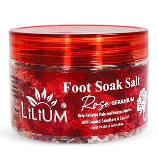 Lilium Geranium Foot Soak Salt | Pain Relief & Muscle Relaxation | Saindhava & Sea Salt for Tired Feet, Stress Relief & Detox