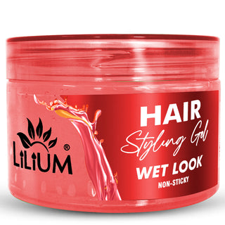 Lilium Hair Styling Gel 250ml | Non-Sticky, Strong Hold for All Hair Types | Stylish Glossy Finish Hair Volumizer | Long-Lasting, Flexible Styling Gel for Men