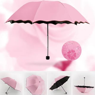 Adbeni Imported Water Colour Changing Flowers Pattern Magic Umbrella | UV Protection & 3-Fold Design | Random Color 1 Pc (Item Code: 426)