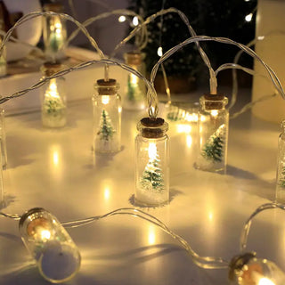 Adbeni Imported Christmas Wishing Bottle String Lights | Battery Powered Transparent Glass Wish Bottle | Xmas Tree Snow Fairy Lighting | Home Decor