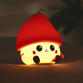 Adbeni Imported Cute Cartoon Strawberry LED Night Light | USB Rechargeable Soft Silicone Lamp for Kids (Item Code : 415)