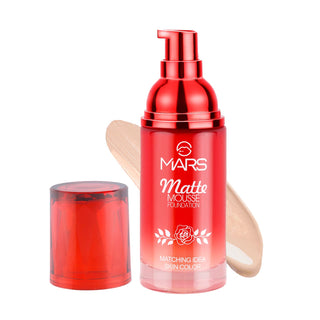 Mars Hydrating Matte Mousse Foundation | Lightweight and Seamlessly Blendable Foundation for Face Makeup (60 ml)