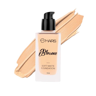 MARS Blossom Soft Matte Foundation | Blendable and Buildable | Flawless Base Foundation for Face Makeup (30 ml)