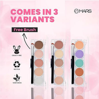 Mars 5 Color Contour and Concealer Kit with Brush | Creamy Matte Finish & Up to 24-Hours Waterproof Formula | Easy to Blend (16.0 gm)