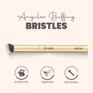 MARS Artist's Arsenal Angular Buffing Brush | Precision Contouring & Blending | Soft Synthetic Bristles | Versatile Function | Ergonomic Handle for Effortless Application | Luxe Packaging (Golden)