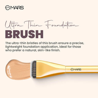 MARS Artist's Arsenal Ultra Thin Foundation Makeup Brush For Blending Liquid Foundation & Cream | Ultra Thin Bristles | Flawless Application | Sleek Design for Minimal Effort (Golden)