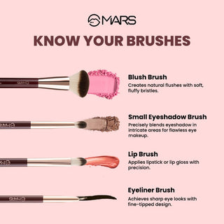 MARS Professional Makeup Brush Set of 12 | Long-Lasting | Soft & Synthetic Bristles | Easy-to-Hold & Precise Application for Face, Eyes & Brows (Maroon)