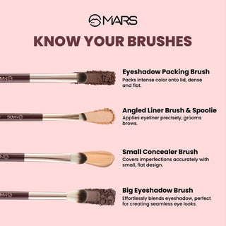 MARS Professional Makeup Brush Set of 12 | Long-Lasting | Soft & Synthetic Bristles | Easy-to-Hold & Precise Application for Face, Eyes & Brows (Maroon)