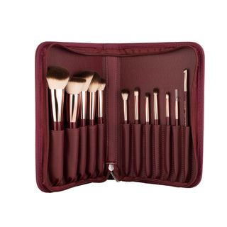 MARS Professional Makeup Brush Set of 12 | Long-Lasting | Soft & Synthetic Bristles | Easy-to-Hold & Precise Application for Face, Eyes & Brows (Maroon)