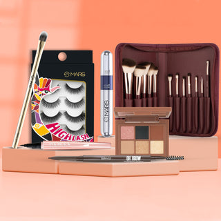 Mars Glow Ensemble Makeup Combo - Complete Beauty Kit for Radiant Skin & Glamorous Look | All-in-One Face, Eyes, Lips & Highlighter Set | Ideal for All Skin Types