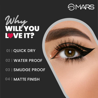 MARS Social Black Smudge Proof Eyeliner For Women (5ml) | Long Lasting | One Swipe Pigmentation | Waterproof Eye Liner | Quick-Drying Formula