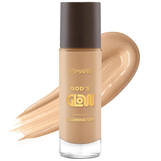 MARS God's Glow Illuminator | Highlighter & Sheer Foundation (30ml) | Hyluronic Acid, Green Tea & Rosemary Extraxt | Sheer Coverage | Light-Weight | Flawless Natural Look