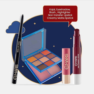 MARS Slay Station 4-in-1 Makeup Kit Gift Pack For Women | Includes Lipstick, Kajal, Eyeshadow, Blush, & Highlighter Kit | Best Make up Kit For Daily Use (Item code:462)