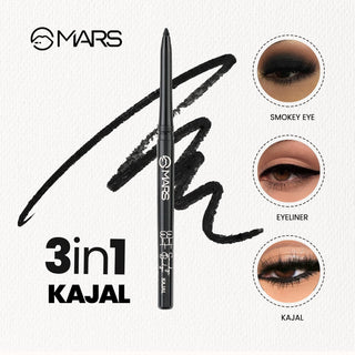 MARS won't Smudge Long Lasting Waterproof Super Black Kajal (Jet Black, 0.35 g)