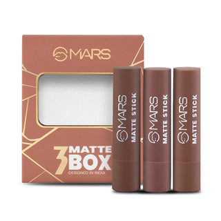 MARS Matte Box Set of 3 Lipsticks for Women | Long-Lasting | Smooth Finish | Moisturizing | One Swipe Pigmentation | (3 x 3.2 gm)