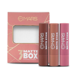 MARS Matte Box Set of 3 Lipsticks for Women | Long-Lasting | Smooth Finish | Moisturizing | One Swipe Pigmentation | (3 x 3.2 gm)