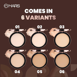 MARS Matte On Compact Powder with Applicator Puff | Flawless Matte Finish for Face Makeup | Absorbs Oil, Conceals, and Blurs Pores | Long-Lasting & Lightweight Formula | (8.0g) (Item Code - 177)