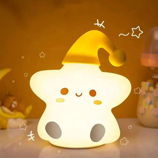 Adbeni Imported Silicone Kids Cute Night Lamp | USB Rechargeable Touch Control Sensor Star LED | 3D Novelty Plastic Night Light (Item Code: 487)