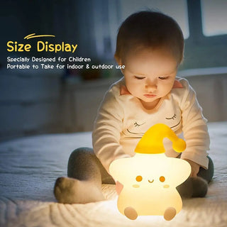 Adbeni Imported Silicone Kids Cute Night Lamp | USB Rechargeable Touch Control Sensor Star LED | 3D Novelty Plastic Night Light (Item Code: 487)