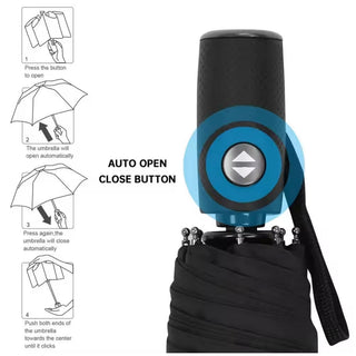 Imported Premium Black Color Auto Open Close Foldable Sun Rain Protection Umbrella (Item Code: 290)