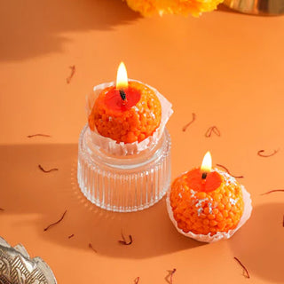 Adbeni Imported Unique Laddu Shape Wax Candles | Perfect for Diwali Home Decor, Festivals & Party (Item Code: 431)