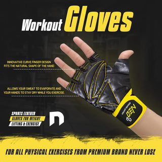 Adbeni Sports & Fitness Workout Gloves for All Physical Exercises | Anti-Slip Weightlifting Gloves with Full Palm Protection | PU Leather Fitness Gloves (Item Code: 482)