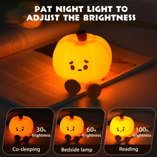 Adbeni Imported Cute Pumpkin Night Light | Dimmable LED Silicone Touch Lamp for Kids & Nursery (Item Code: 413)