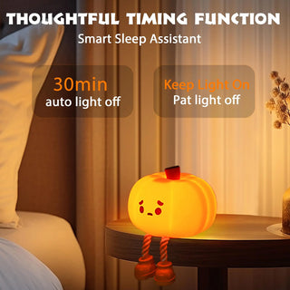 Adbeni Imported Cute Pumpkin Night Light | Dimmable LED Silicone Touch Lamp for Kids & Nursery (Item Code: 413)