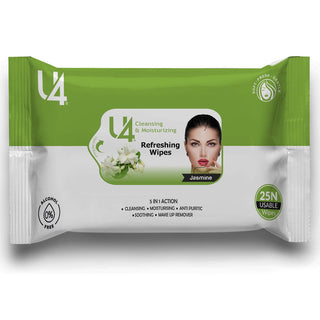 Adbeni U4 Refreshing Facial Wipes, Cleansing, Moisturizing & Hydrating 25 Wipes in 1 Pack (Item Code: 411)