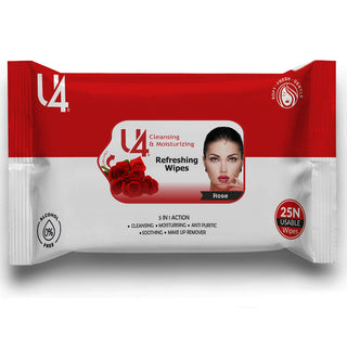 Adbeni U4 Refreshing Facial Wipes, Cleansing, Moisturizing & Hydrating 25 Wipes in 1 Pack (Item Code: 411)