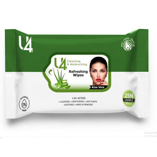 Adbeni U4 Refreshing Facial Wipes, Cleansing, Moisturizing & Hydrating 25 Wipes in 1 Pack (Item Code: 411)