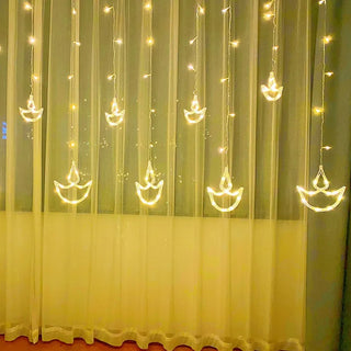 Adbeni Imported LED Diya Curtain Lights | Versatile Decoration for Diwali, Mandir & Home (Item Code: 404)