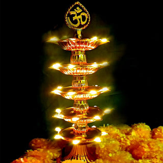 Adbeni Imported Premium Layers Electric Gold LED Bulb Lights Diya | Deepak for Pooja & Diwali Decoration (Item Code: 502)