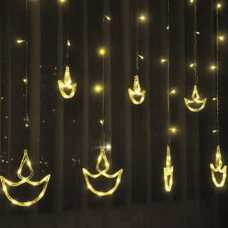 Adbeni Imported LED Diya Curtain Lights | Versatile Decoration for Diwali, Mandir & Home (Item Code: 404)